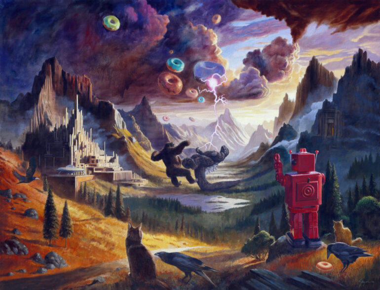 Eric Joyner explora a vida moderna através de robôs e donuts em nova exposição